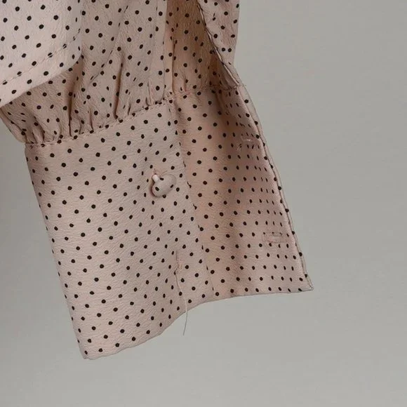 H & M Women's Long Sleeve Polka Dot Blouse In Pink Size 2 - Picture 3 of 5